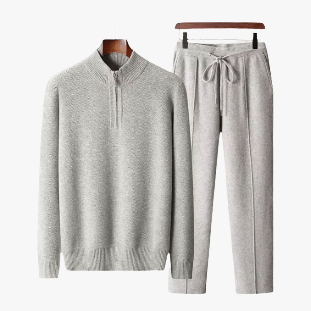 100% MERINO WOOL ZIP UP TRACKSUIT - Mayfair ModaGrauS