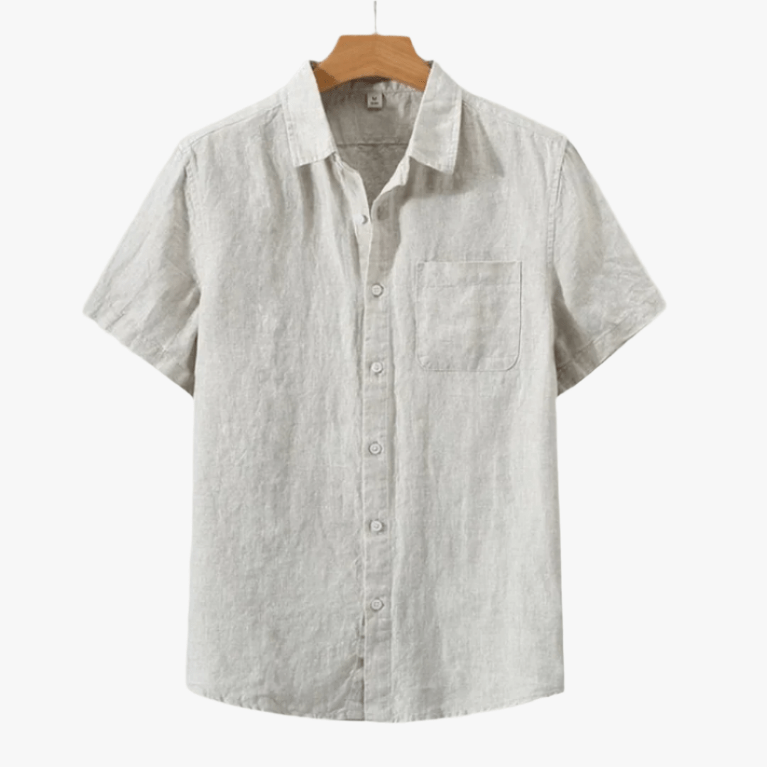 CANNES LINEN SHIRT (SHORTSLEEVE) - Mayfair ModaBeigeS