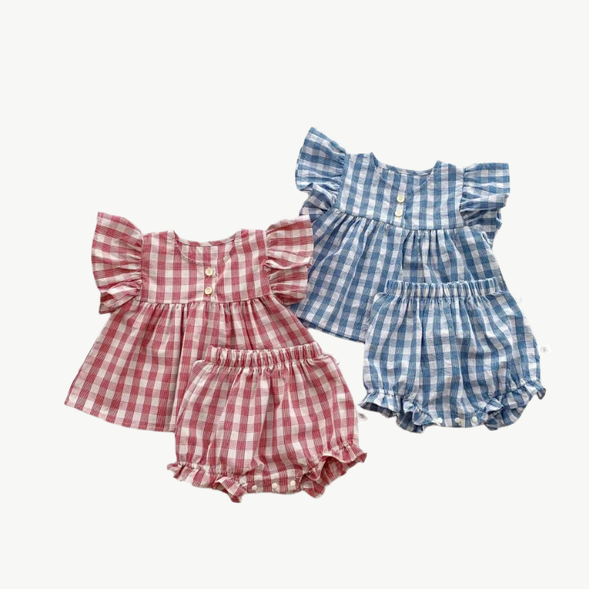 Rüschen Plaid Set – Atmungsaktiv aus 100% Bio - Baumwolle, Hypoallergen für Empfindliche Haut - Mayfair ModaRot6M