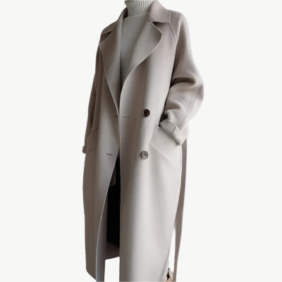 Selara - Lange Wollmantel - Mayfair ModaBraunS