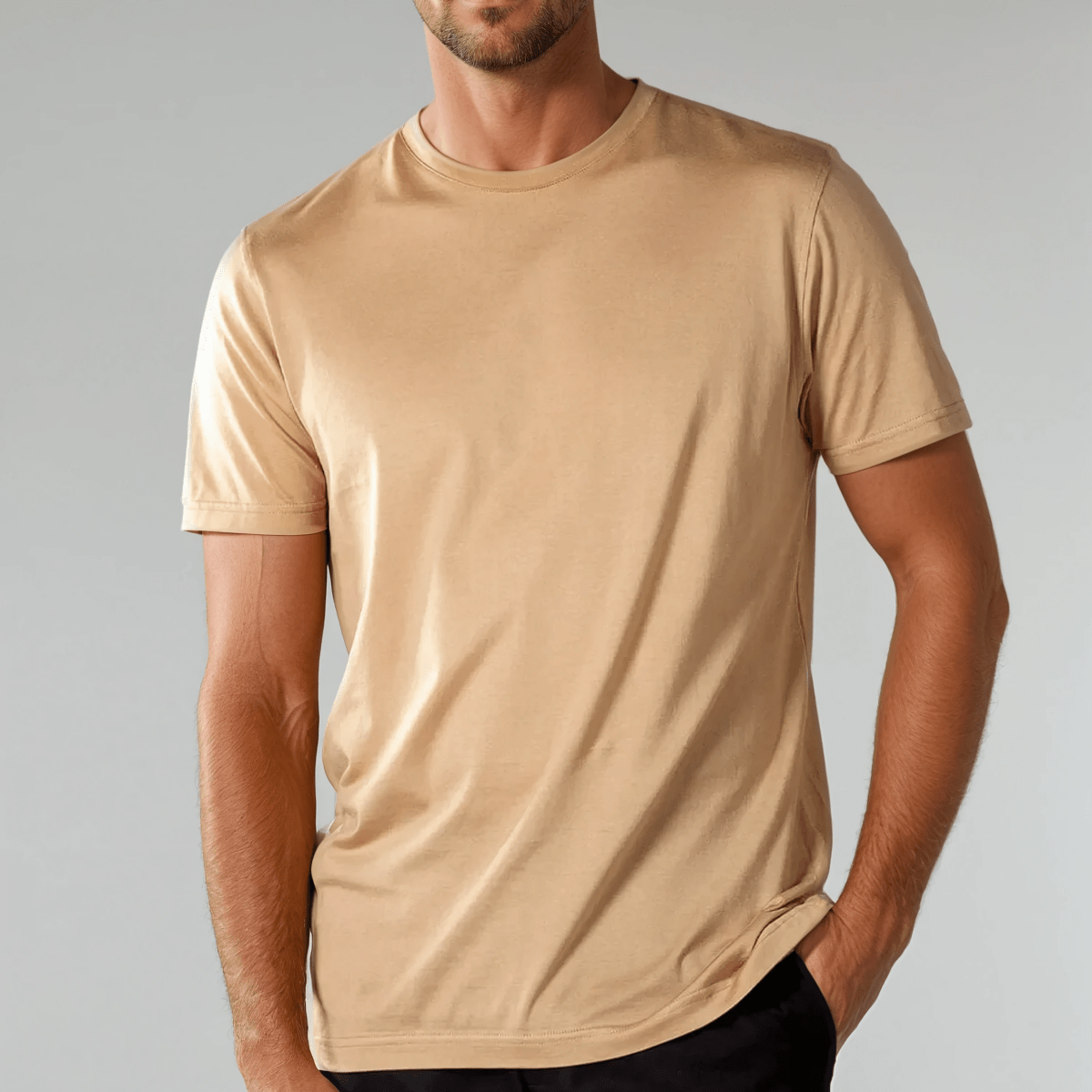 SHINY COTTON T - SHIRT - Mayfair ModaBeigeS
