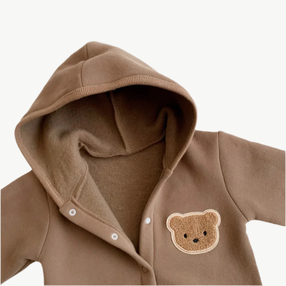 Teddybären Hoodie - Jumpsuit aus Bio - Baumwolle für Kinder – Bequem & Atmungsaktiv - Mayfair ModaBraun0 - 3M