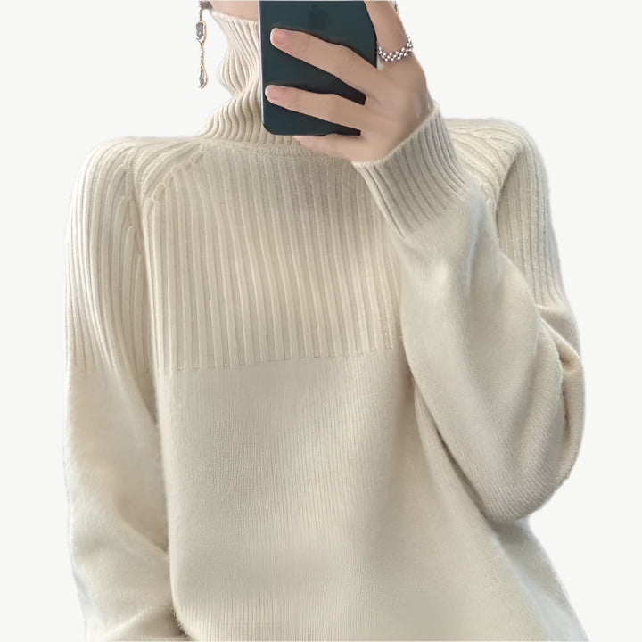 Vaine - Raffinierter, gemütlicher Sweater - Mayfair ModaBeigeS